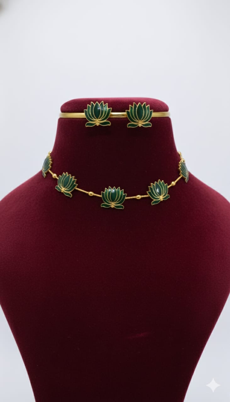 MANJU WARRIER INSPIRED LOTUS NECKLACE SET (product code-040)