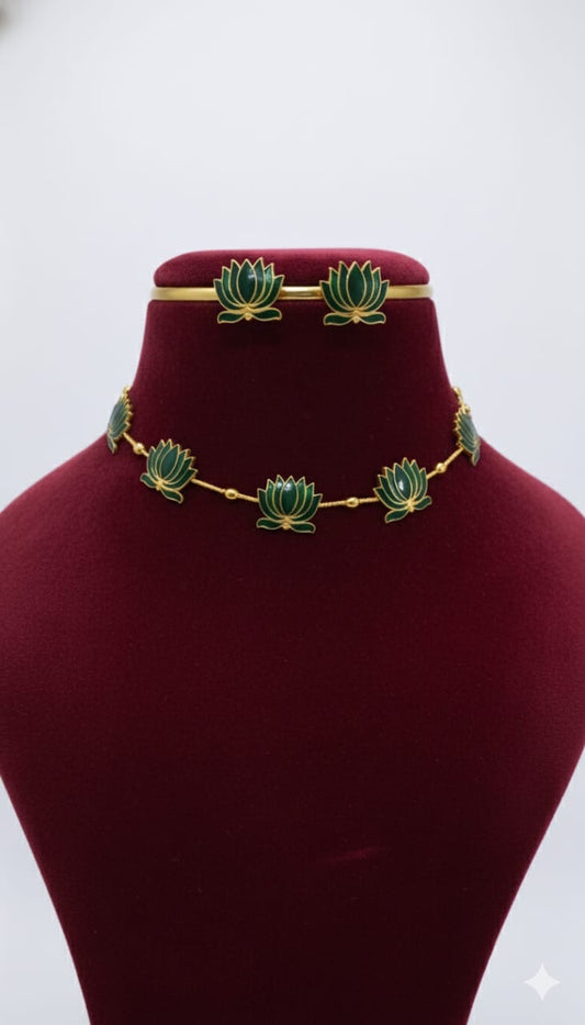MANJU WARRIER INSPIRED LOTUS NECKLACE SET (product code-040)