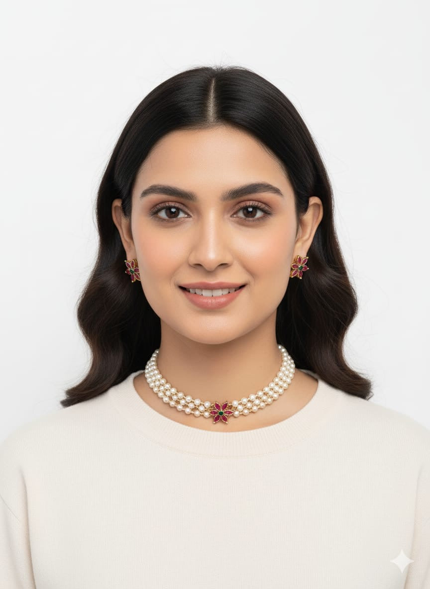 3 LAYERS PEARL CHOKER(product code-028)