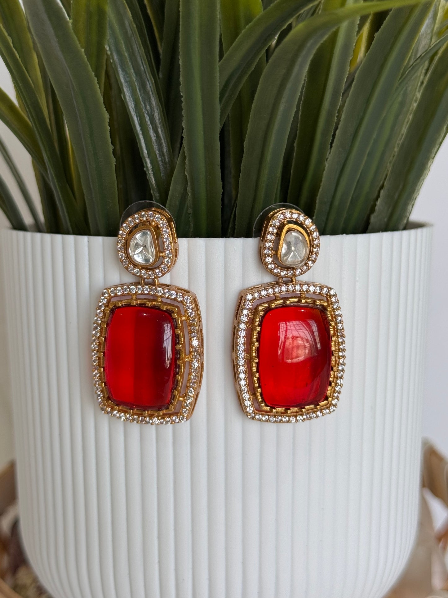 RED KUNDAN NECKLACE SET (product code 004)