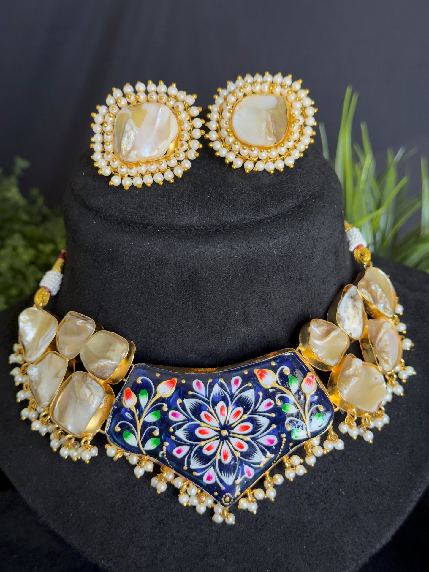 MOP MEENAKARI  PENDENT NECKLACE SET(product code-017)