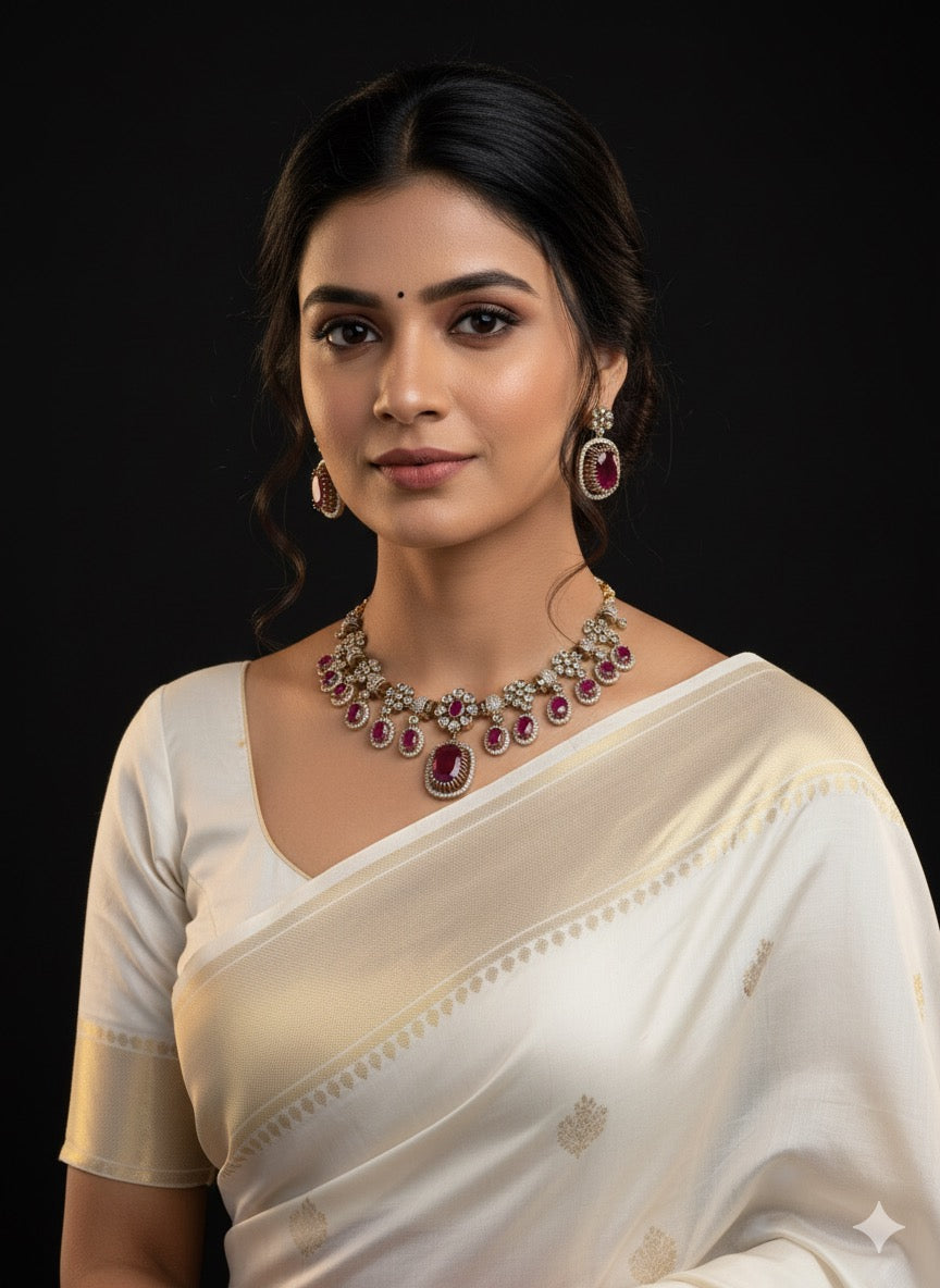 PINK VICTORIAN NECKLACE SET  (product code 003)