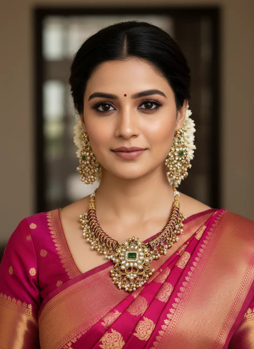 RED TRADITIONAL KANTI NECKLACE SET (product code 002)