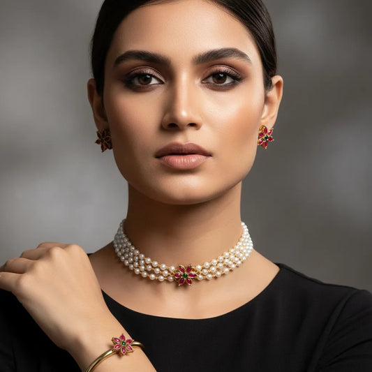 3 LAYERS PEARL CHOKER(product code-028)