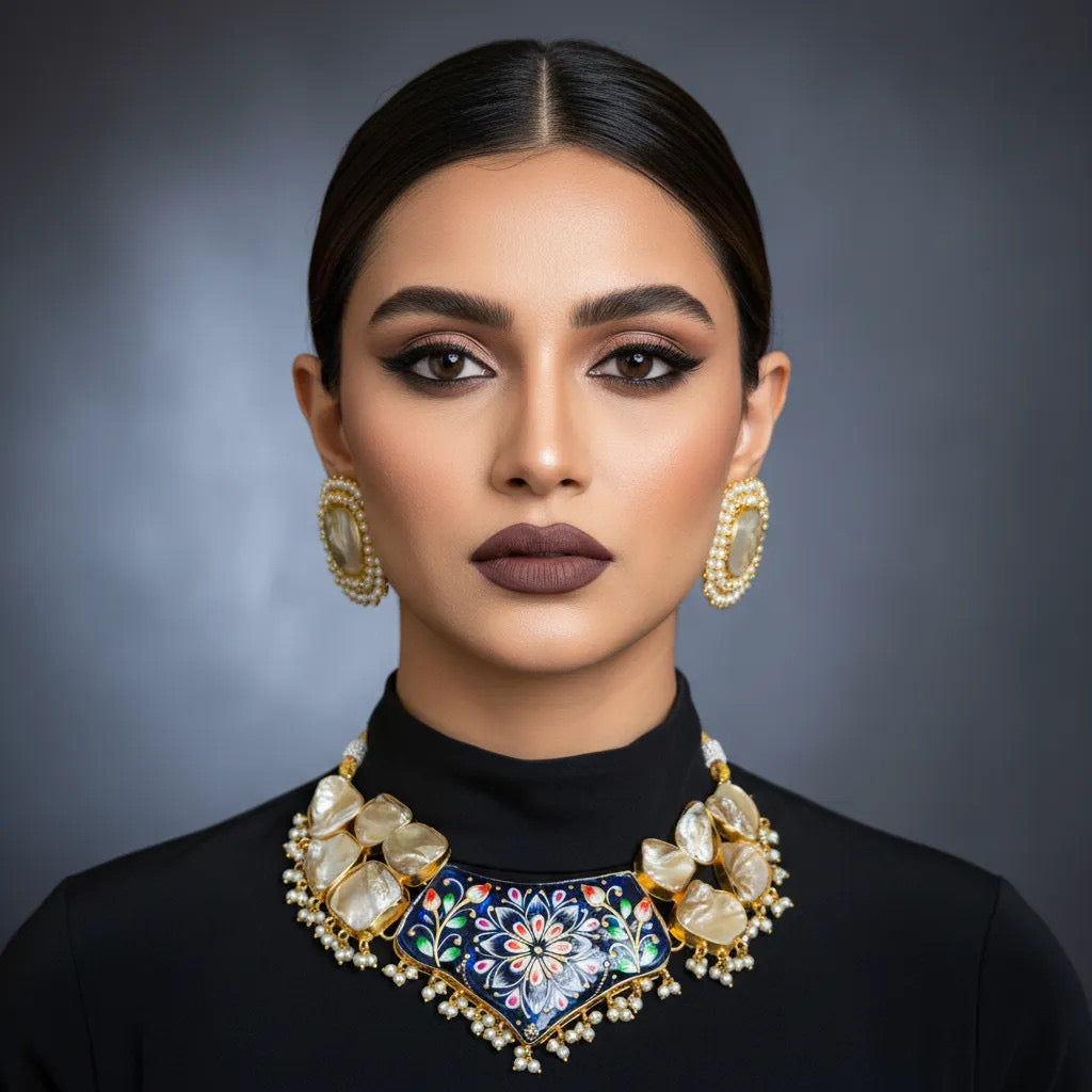 MOP MEENAKARI  PENDENT NECKLACE SET(product code-017)