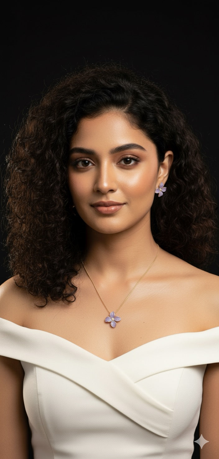 LAVENDER COLOUR PENDENT SET(product code-069)