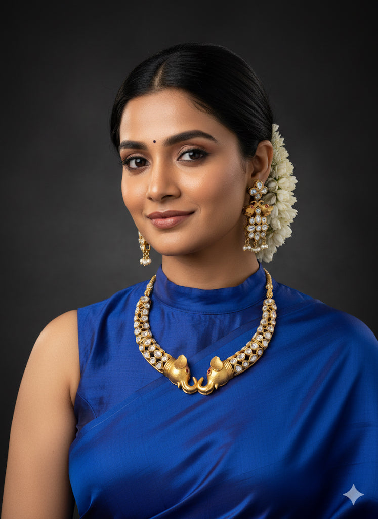 ELEPHANT KUNDAN NECKLACE SET (product code 005)