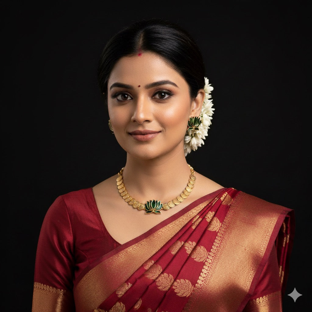 LAXMI KASU LOTUS NECKLACE SET (product code-021)