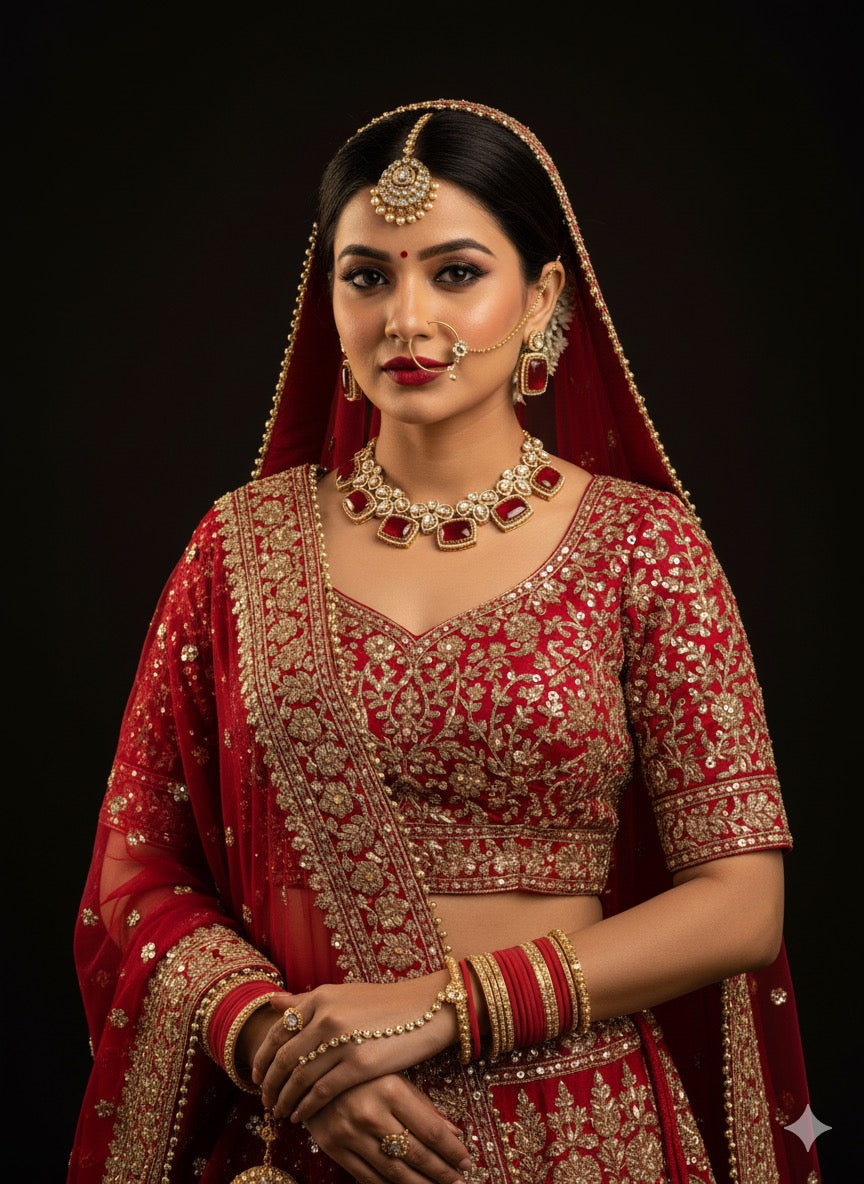 RED KUNDAN NECKLACE SET (product code 004)