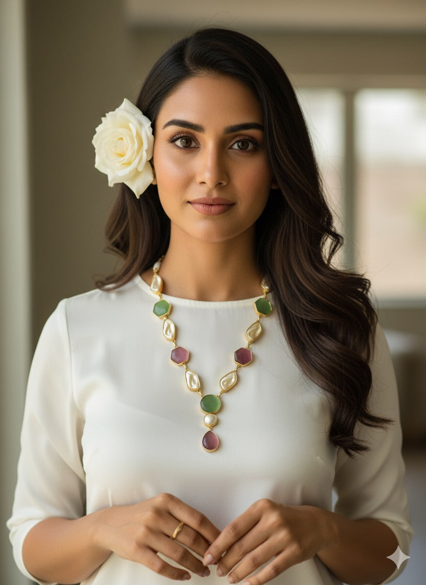 PASTEL GLOW STATEMENT NECKLACE SET (product code-045)