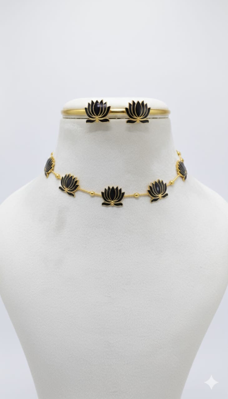 MANJU WARRIER INSPIRED LOTUS NECKLACE SET (product code-040)